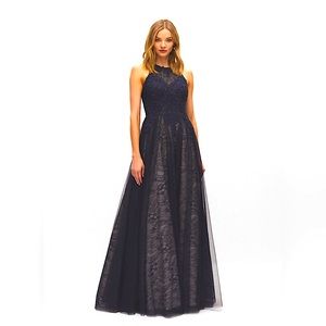 Melanie Lyne Embellished & Embroidered Lace Gown